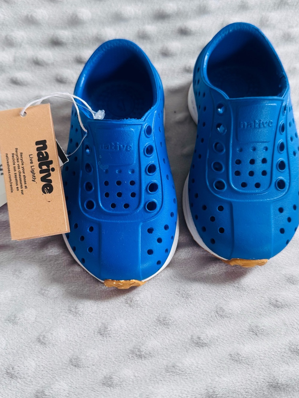 Native Kids Blue Water Shoes with White Soles